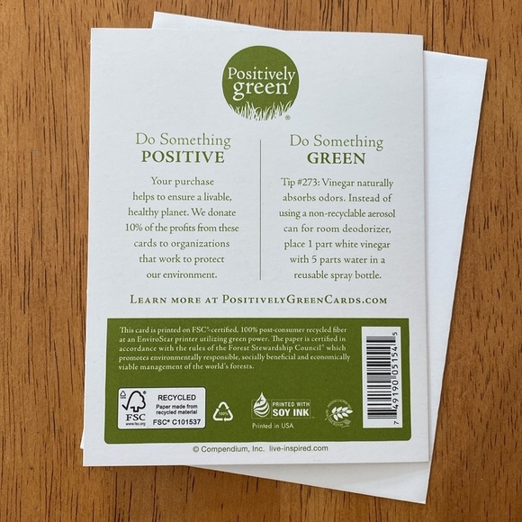 Compendium Positively Green Birthday Card and Envelope - Picture 4 of 4